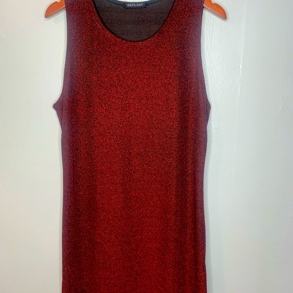 Plus size long red sparkly dress